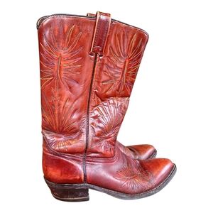 Mens Vintage 70s-80s Sunburst Acme Cowboy Boots Size 10.5D Multicolor Womens 12